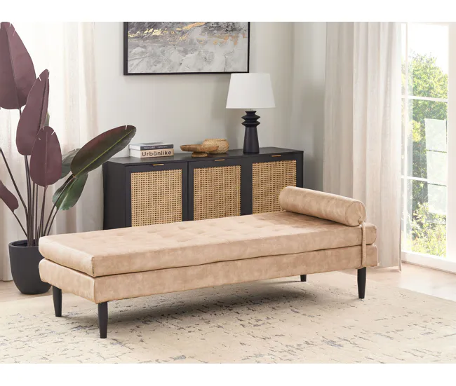 Chaise longue de terciopelo marfil USSEL