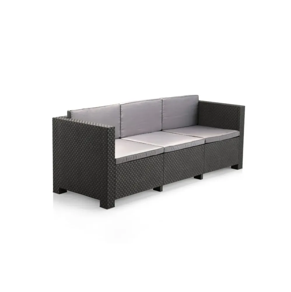 Confortable y Ergonómico Conjunto de jardín Diva Tropea 2 sillones + 1 sofá 3P + mesa de centro antracita