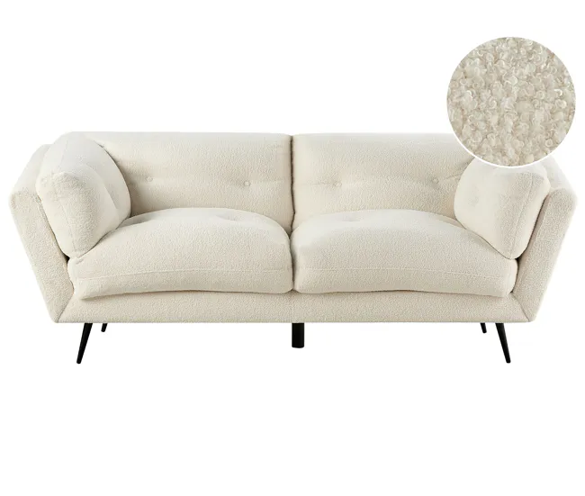 Confortable y Ergonómico Sofá 3 plazas de bouclé blanco LENVIK