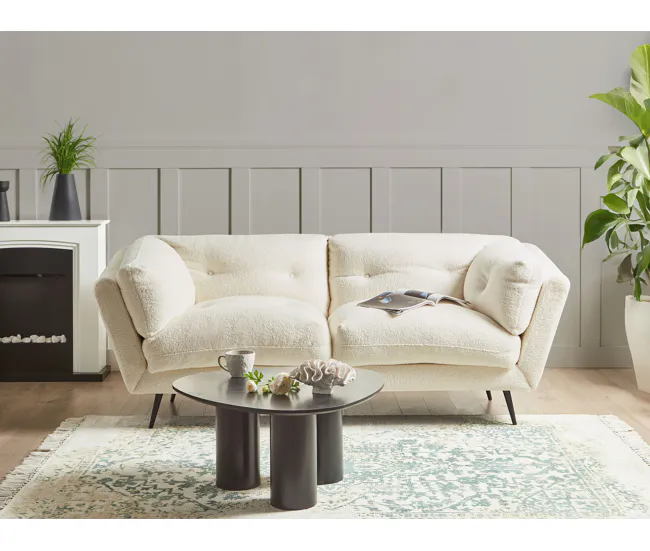 Confortable y Ergonómico Sofá 3 plazas de bouclé blanco LENVIK