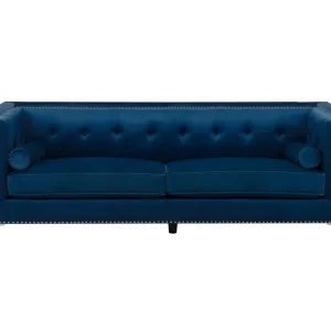 Confortable y Ergonómico Sofá 3 plazas de terciopelo azul opaco AVALDSENES