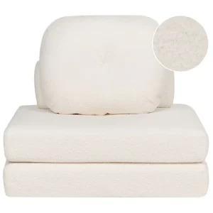 Premium de Jardín Sofá cama de bouclé blanco OLDEN
