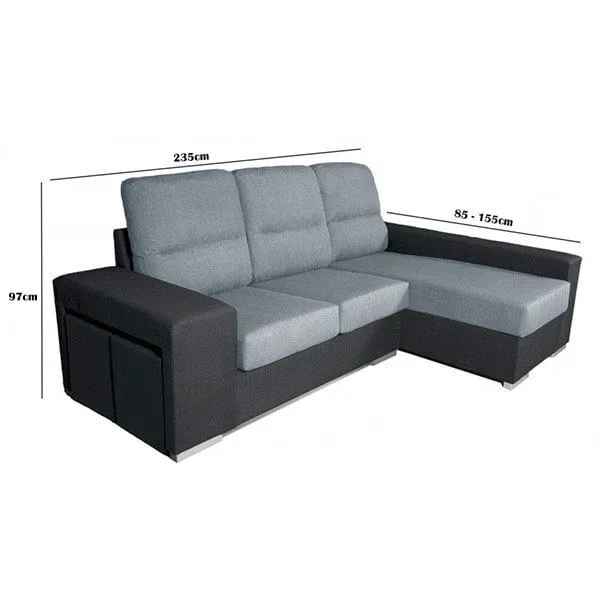Resistente la Intemperie Sofá chaise longue Romero 3 plazas VF derecho Amur azul