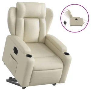 Silla de Comedor vidaXL Sillón reclinable elevable eléctrico de cuero sintético marrón