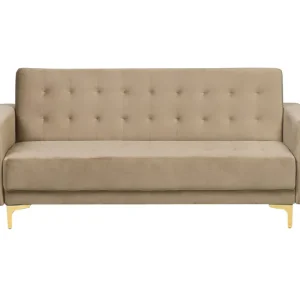 Silla con Respaldo Sofá 3 plazas de terciopelo gris/dorado ABERDEEN