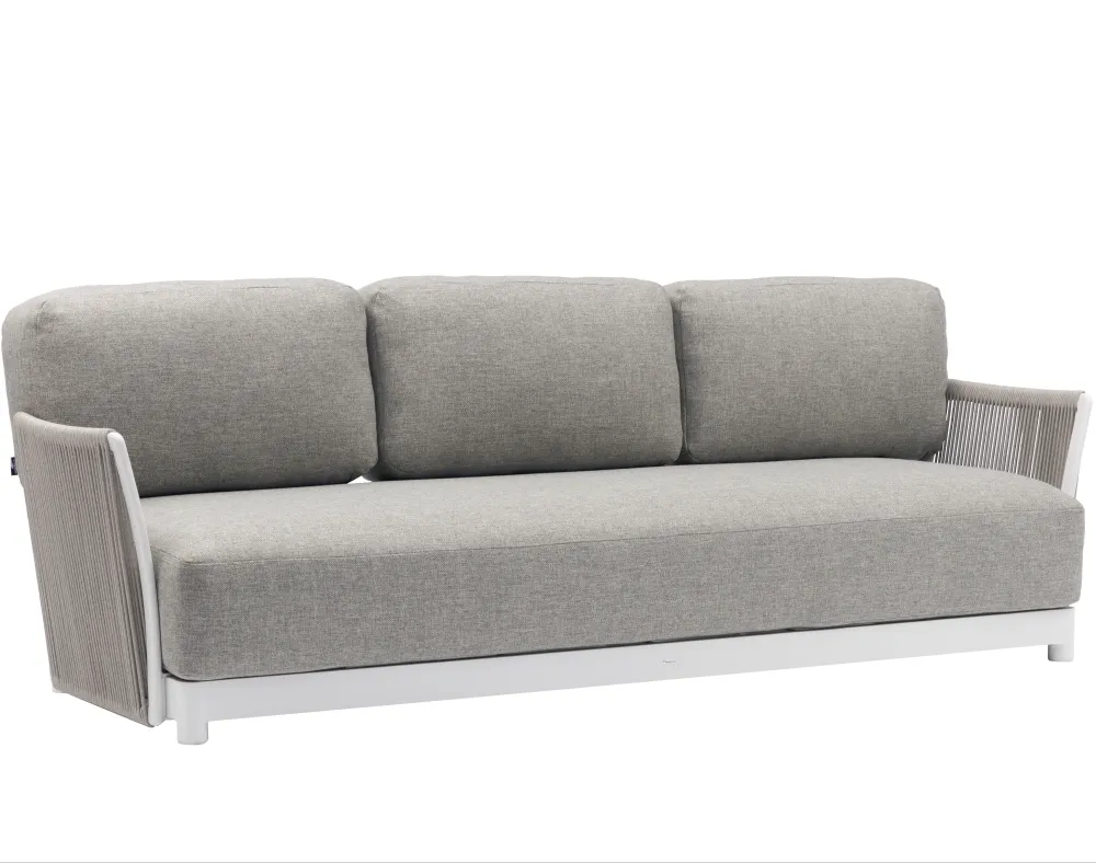 Silla Plegable Sofá 3 plazas Silai aluminio blanco textil gris medio
