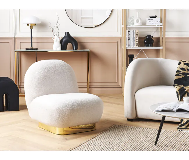 Sillón blanco/dorado LOVIISA Fácil Transporte