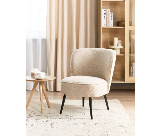 Sillón de bouclé beige nítido VOSS