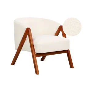 Sillón colgante SKEI de bouclé blanco crema