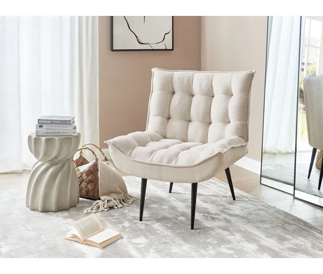 Sillón de poliéster beige preciso ALVESTA