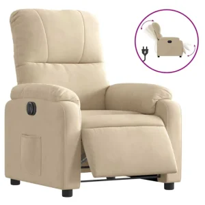 Sillón reclinable eléctrico plegable vidaXL de microfibra negra