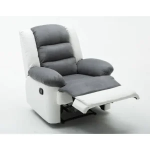 Sillón relax para exterior de 1 plaza con respaldo Buckingham, blanco/gris claro