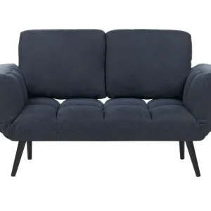 Sofá cama de tela azul tenebroso BREKKE