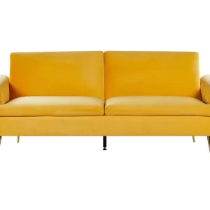 Sofá cama de terciopelo amarillo VETTRE con Estructura de Aluminio