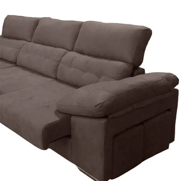 Sofá con chaise longue Tosta frente izquierdo plomo 288 cm | Apilable | Ligera