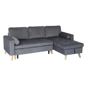 Sofá convertible JAMES 3 plazas en terciopelo gris