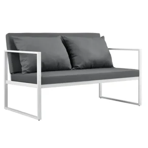 Sofá de jardín para exterior con cojín 70 x 114 x 60 cm - Blanco con Cojín de Espuma