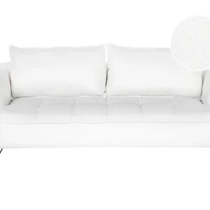 Sofá 3 plazas bouclé blanco HOBRO con Cojín de Espuma