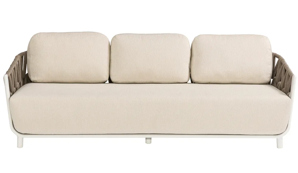 Sofá 3 plazas Carson aluminio blanco textil crema