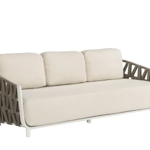 Sofá 3 plazas Carson aluminio blanco textil crema
