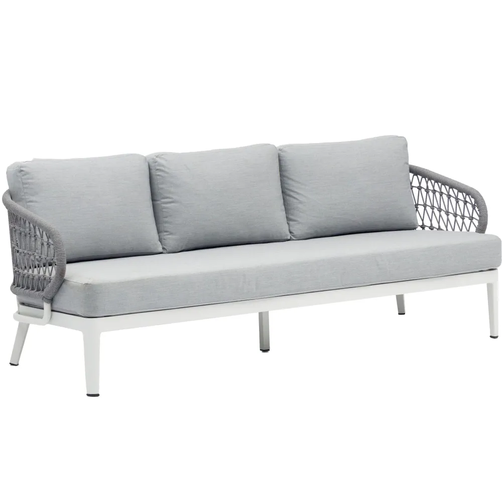 Sofá 3 plazas Isabela aluminio blanco textil gris obvio Altura del Asiento: 45 cm