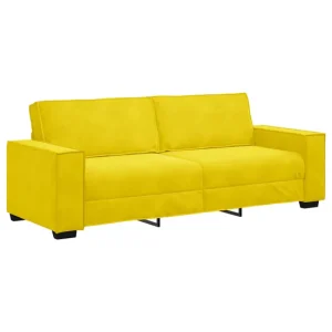 Sofá de 3 plazas - sofá de salón terciopelo amarillo 180 cm con Reposapiés Ajustable