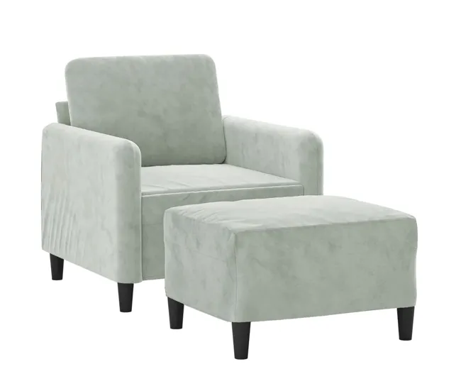 vidaXL Sillón con taburete terciopelo gris preciso 60 cm