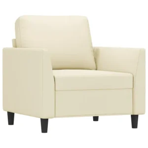 vidaXL Sillón cuero sintético crema 60 cm con Cojín de Espuma