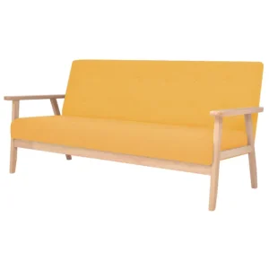 vidaXL Sofá de 3 plazas de tela amarillo con Reposapiés Ajustable