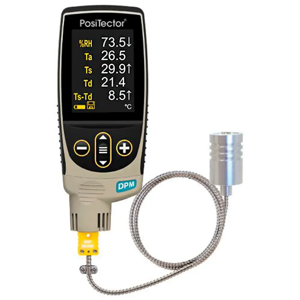 PosiTector DPMS Típico con sonda sensor de temperatura de superficie cableada con Pantalla LCD Iluminada