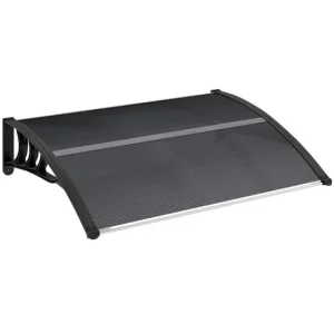 Outsunny Marquesina Exterior para Puertas y Ventanas 100x75 cm Tejadillo de Protección contra Sol y Lluvia con Cubierta de...