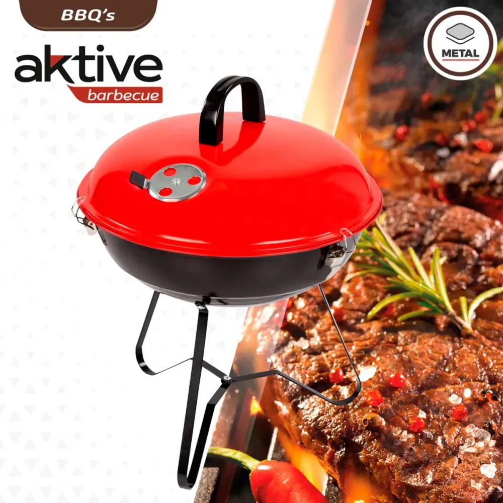 Barbacoa de carbón Aktive Barbecue con tapa rojo/negro