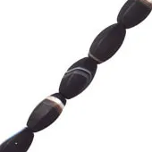 Agata C/Veta Oval Facetado Mate 20x10mm Negra con Acabado Antiguado